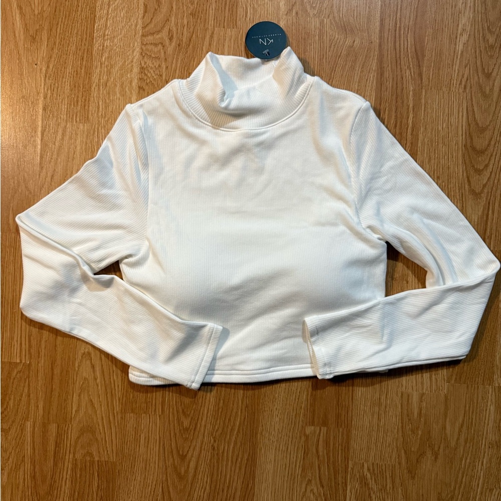 White Turtleneck Long Sleeve Top